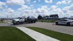 Car accident in front of MHS