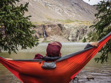 Man sitting in hammock