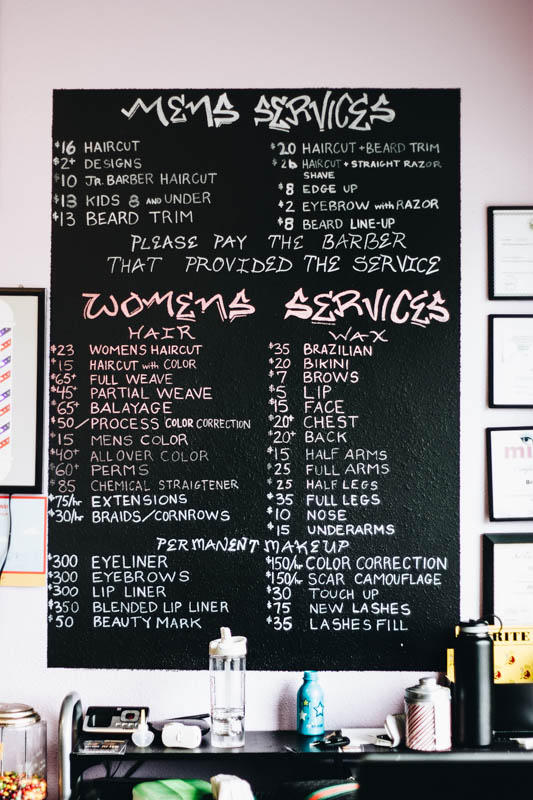 Graffiti Hair Salon list of services