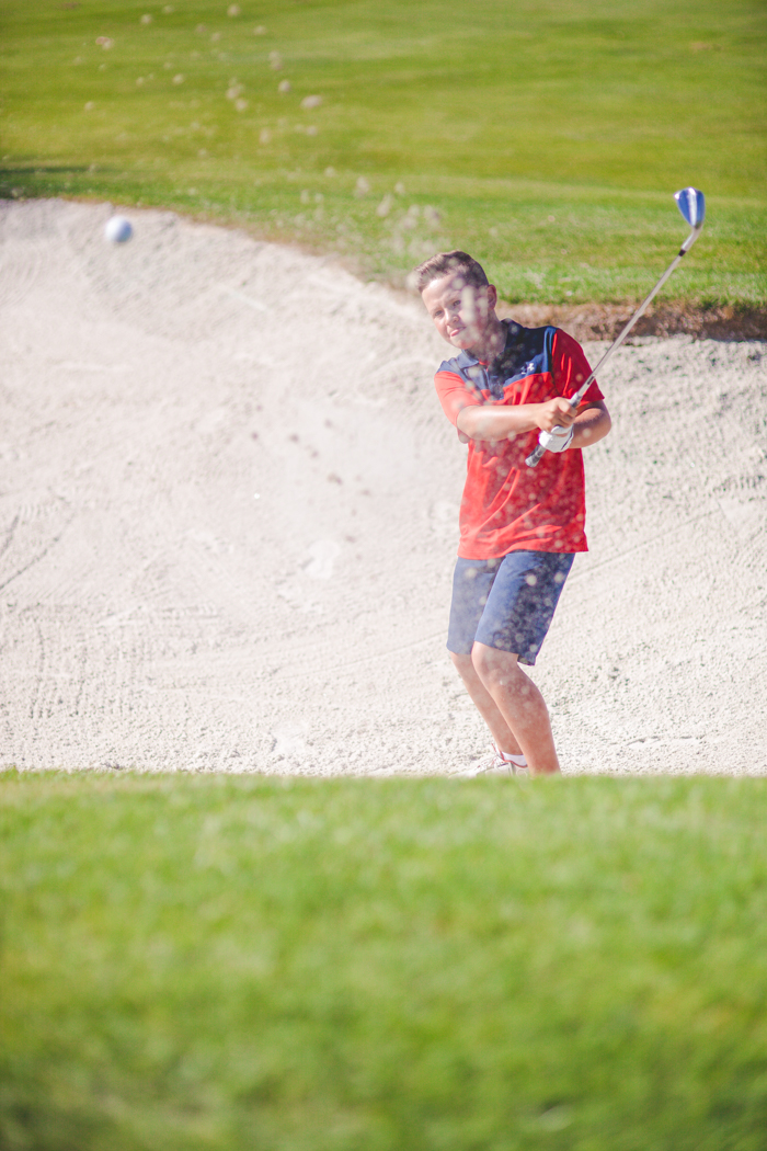 Ashton McArthur blasting one out of the sand.