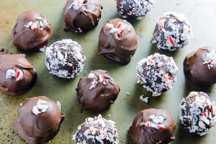 Dark Chocolate Peppermint Truffles are amazing healthy Christmas treats.