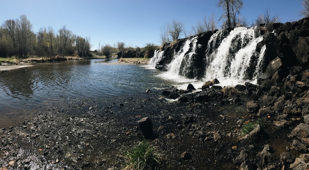 Monkey Rock has one of the waterfalls near Rexburg.